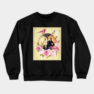 Angel and Demon Romantic Valentine with Birds and Butterflies Crewneck Sweatshirt